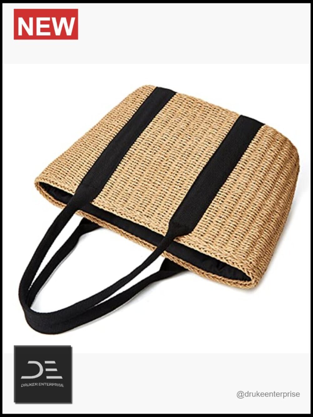 Straw Woven Hobo Beach Tote Bag with Lining - Handmade Summer Purse - Picture 3 of 7